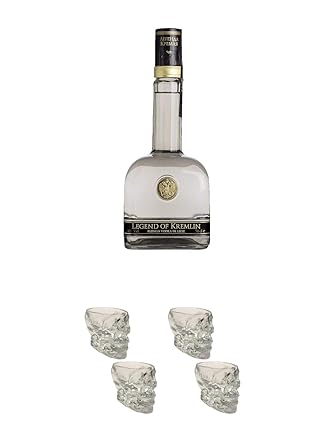 Legend Of Kremlin Wodka 0,7 Liter + Wodka Totenkopf Shotglas 2 Stück + Wodka Totenkopf Shotglas 2 Stück