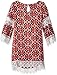 My Michelle Girls' Big Printed Shift Dress with Crochet Details