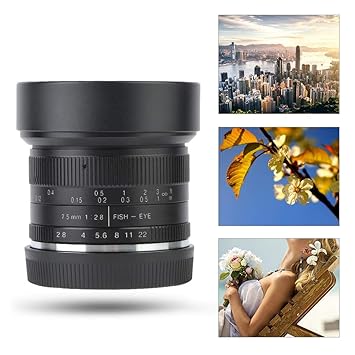 Oyunngs Lente de cámara, 7 Artesanos 7.5mm F / 2.8 Fisheye Lente ...