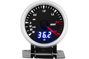 12V Car Boost Gauge 60mm Athletic Gauge Set Turbo Pressure Monitor Luminous Pointer and Shockproof Design With Peak Memory Ad