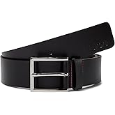 HUGO mens Grainy Leather Square Buckle Belt