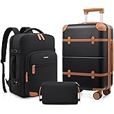 Mosslly Luggage Sets 3 Piece, Expandable 100% PC Hardshell Suitcase with Spinner Wheels, 20in Suitcase Set with TSA Lock for Women, Carry On Luggage with Travel Backpack