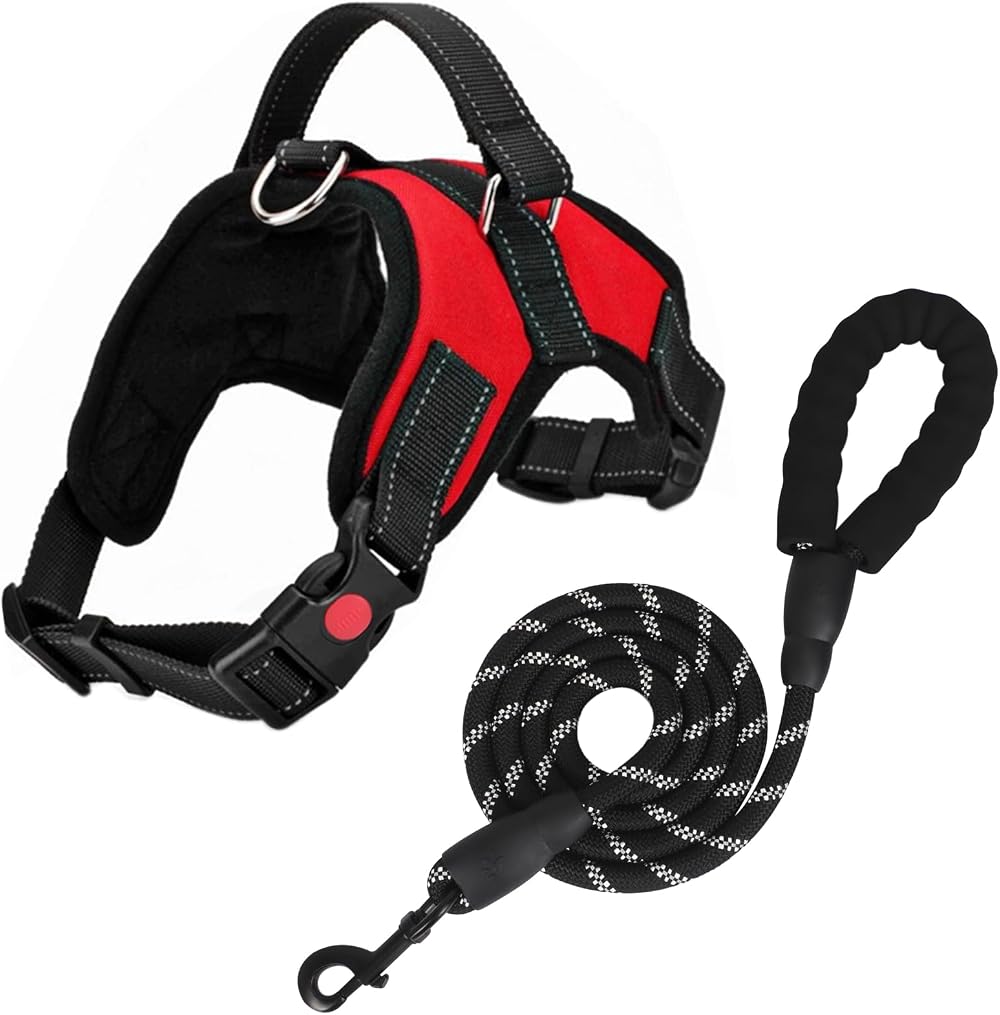 FYY No Pull Dog Harness Breathable Adjustable Vest Reflective Red XL