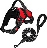 FYY No Pull Dog Harness Breathable Adjustable Vest Reflective Red XL