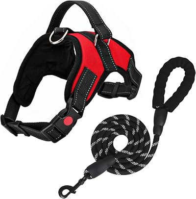 FYY No Pull Dog Harness Breathable Adjustable Vest Reflective Red XL
