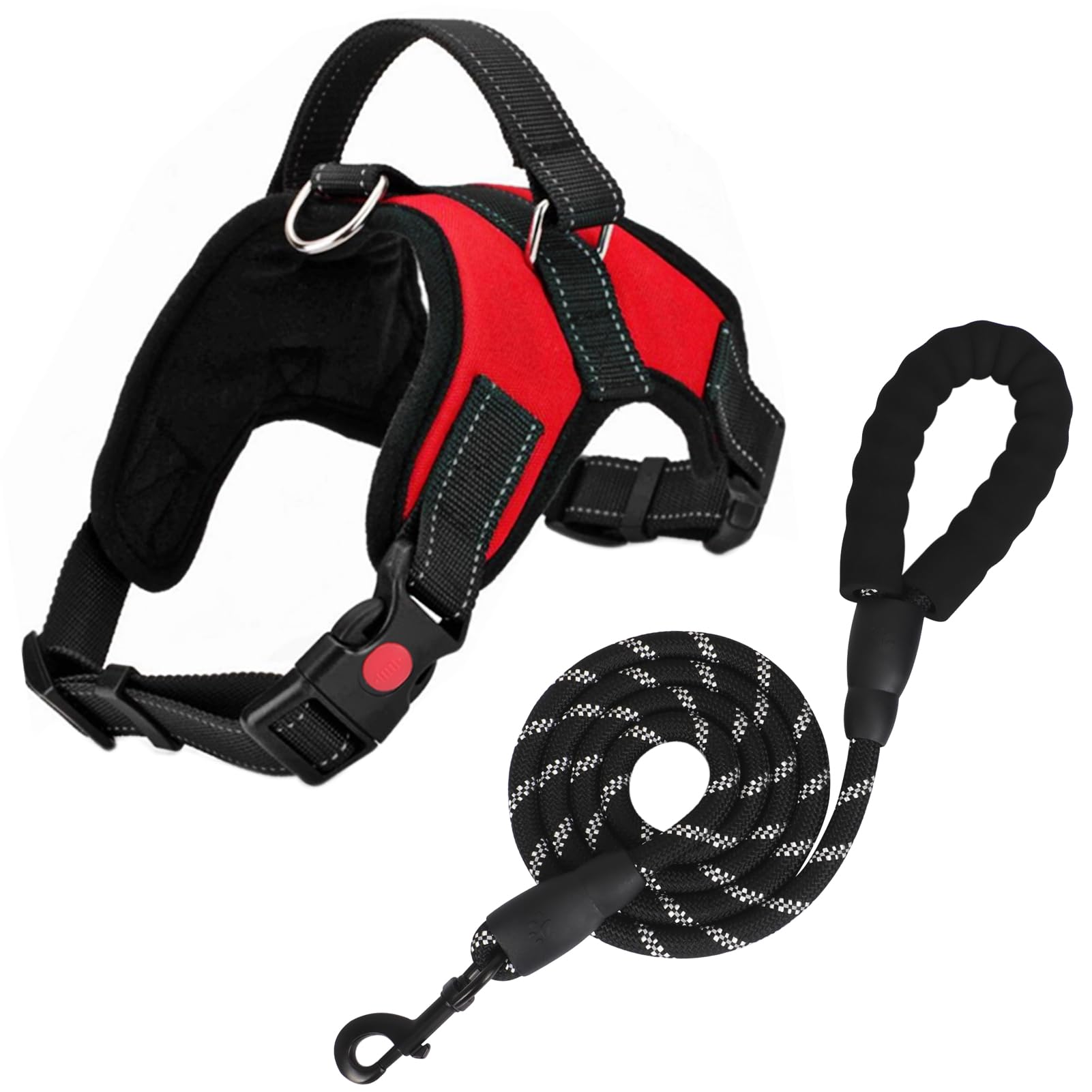 FYY Dog Harness No Pull - Breathable Adjustable Pet Vest With Lead, Reflective Oxford Easy Control Dog Harness with Sturdy Handle for Small Medium Large Dogs S-Red — image 1