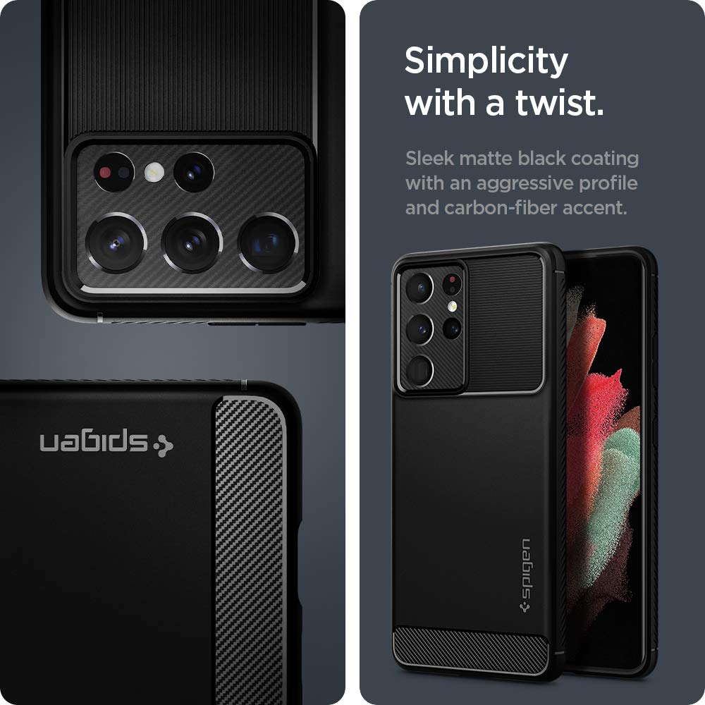 Spigen Rugged Armor Designed for Galaxy S21 Ultra Case (2021) - Matte Black