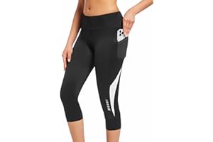 qualidyne Women's High-Waist 4D Padded Cycling Capris - 3/4 Length Bike Tights with Side Pockets for Road Biking