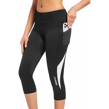 FITNOW Women's 3/4 Length Cycling Tights With Padded Anti-Bac Coolmax Pad