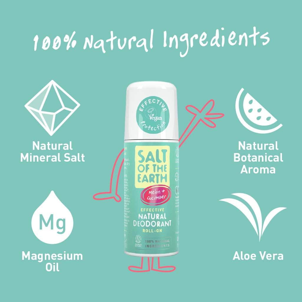 Salt of the Earth, Natural Deodorant Roll On, Melon & Cucumber, Vegan Formula with Effective Long-Lasting Protection - Image 5