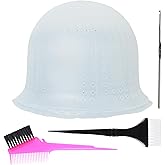 Pre-punched with Holes Silicone Highlight Cap Hair Color Set Professional Reusable Highlighting Cap with Hook Salon Hairdressing Dyeing Staining Tools for Women Men