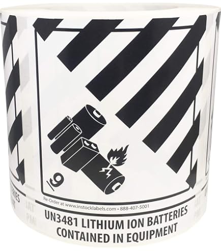 Hazard Class 9 D.O.T. UN3480 Lithium Ion Batteries Labels 4 x 4 3
