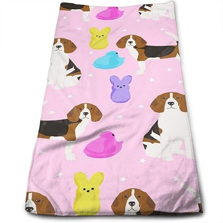 momnn Beagle Easter Spring Marshmallow Treats Dog Breed Pet Pink Hand Towels Dishcloth Floral Linen Hand Towels Super Soft Ex
