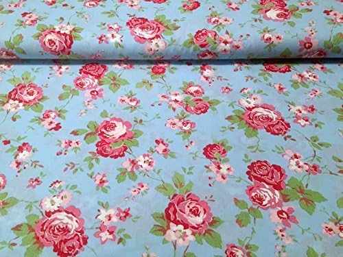 Cath Kidston ROSALI 100% Cotton Fabric Material - BLUE ROSE - 150cm wide (sold by the metre) by cath kidston rosali