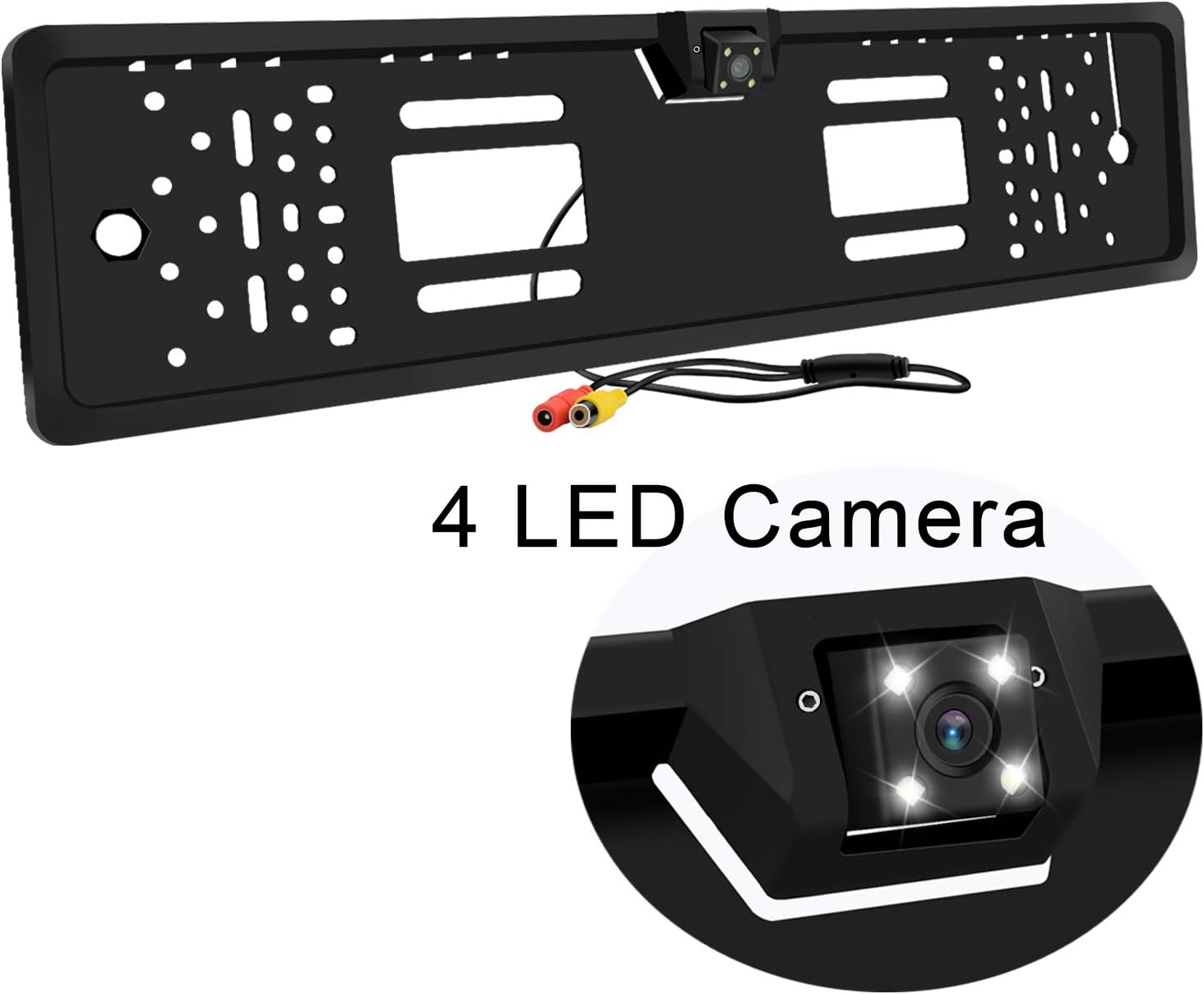 Car Reversing Parking Backup Camera, 170°Viewing Angle Waterproof and Dustproof Car Rear View License Plate Reverse Parking Assistance System with 4 LED lights