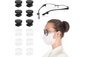 MEETI 6 Pairs Adjustable Eyeglass Hooks for Mask Holders to Protect Ears, Comfort Silicone Ear Saver for Masks Glasses, Relieve Pressure & Mask Ear Pain Strap Extenders, Black & White