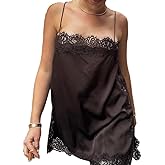Women Satin Lace Trim Tank Silk Lace Y2k Cami Trendy Going Out Top