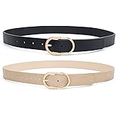 Tanpie Womens Leather Waist Belts for Jeans Pants with Gold Buckle