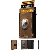 IW Wallet with Airtag Holder for Men: Pop Up Bifold Wallet with Detachable Money Clip ID Window for Air Tag(1st & 2nd Generation) - RFID Blocking for Card Cash - Valentine's Day Gift(Light Brown)