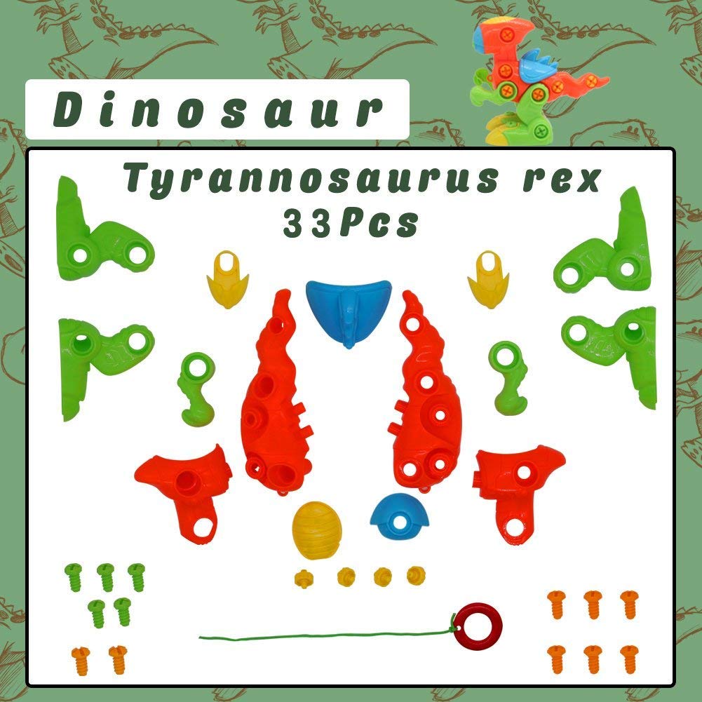 Akokie Dino Dinosaurs Toys Kids Figures Puzzle Assemble Kit Building Blocks DIY Construction Puzzle Toys For Boys And Girls Over 3 Years Old (2 Sets)