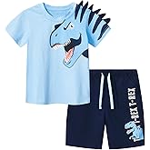 Bumeex Toddler Boy's Cotton Short Sleeve T-Shirt and Short Set 2-7Y