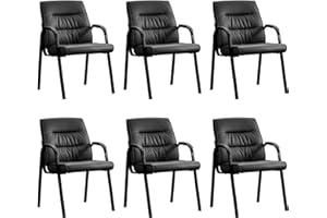 BoisKom Office Guest Reception Chair Set of 6, Conference Room Chairs Waiting Room Chairs 6 Pack, Modern Leather Office Desk Chair No Wheels.
