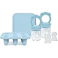 Baby Teether & Pacifier Bundle for Teething Relief, Complete Solution for Feeding & Teething Popsicle Mold Included, Baby Feeding Essentials with No BPA, 2-Pack, Slate Blue - Ruby’s Nest