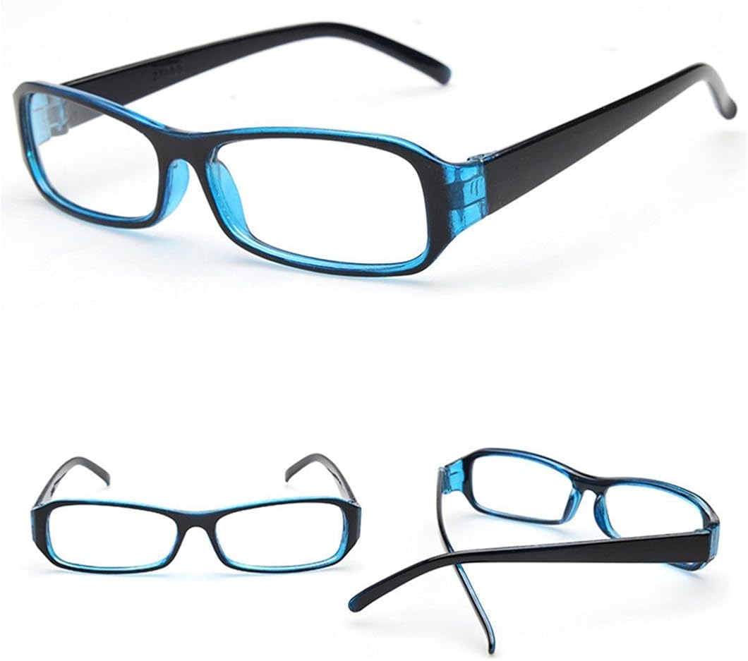 FancyG Vintage Inspired Classic Rectangle Glasses Frame Eyewear Clear Lens - Blue: Clothing