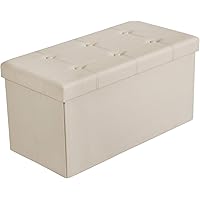 SONGMICS Baúl Puff Taburete para Almacenaje Plegable, Carga Máxima de