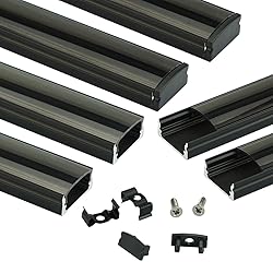 Muzata 6Pack 3.3FT/1M Black LED Channel System with