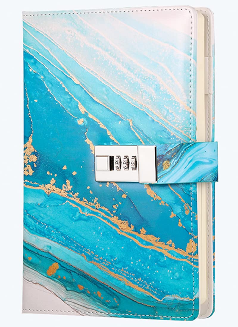 Dzhzal Diary with Lock for Girls Boys and Women Lockable Leather Journal with Combination Lock Refillable Lined Paper Locking Diaries A5 — image 1