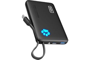INIU 45W Power Bank, Fast Charging Portable Charger with Built-in USB C Cable, 10000mAh Small Type C Powerbank, Battery Pack for iPhone 17 16 15 14, iPad, Samsung S25 S24 etc Travel Camping Essentials