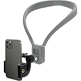 Premium Neck Phone Holder for Recording, Neck Mount Hands Free POV/Vlog Video Filming, Cell Phone Neck Holder for iPhone Android and GoPro DJI Insta360 Action Camera(Gray)