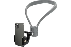 KOHUIPU Premium Neck Phone Holder for Recording, Neck Mount Hands Free POV/Vlog Video Filming, Cell Phone Neck Holder for iPhone Android and GoPro DJI Insta360 Action Camera(Gray)