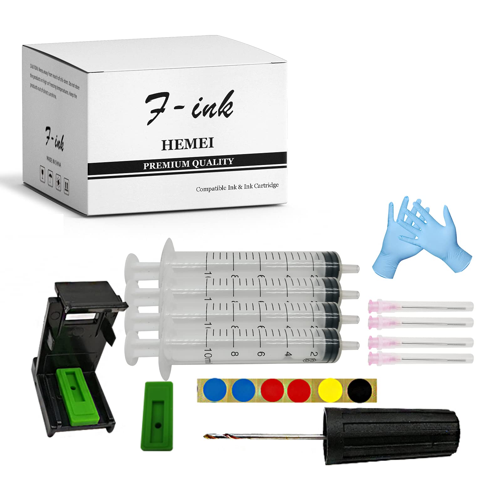 F-INK Ink Refill Tools Compatible with Ink Cartridges 307XL 305XL 62XL 63XL 304XL 303XL 652XL 300XL 650XL 302XL 301XL 901XL 350XL 351XL 21XL 22XL 27XL 28XL 56XL 57XL etc