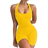 VUTRU Womens Sexy One Piece Tank Top Sleeveless Backless Bodycon Shorts Jumpsuits Bodysuit Catsuit Ribbed Sports Romper
