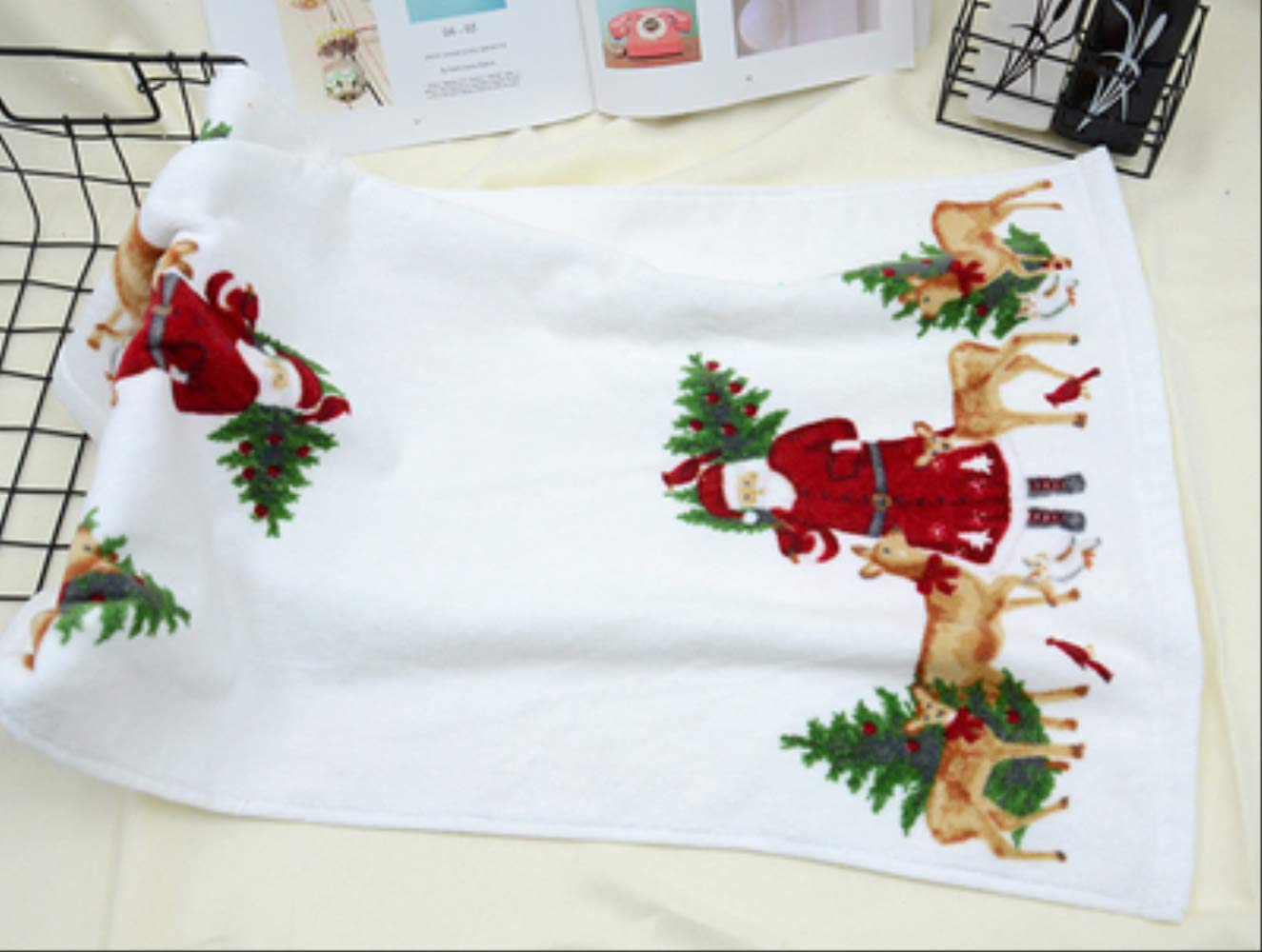Towel Bale Super Soft Lint Jjnet Towels Set Christmas Cotton Towel Set 70x45cm 70x45cm Santa Claus