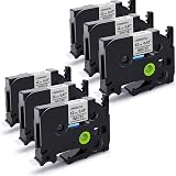 Suminey 6-Pack TZe-231 Label Tape 12mm x 8m Black on White for Brother P-Touch view 1