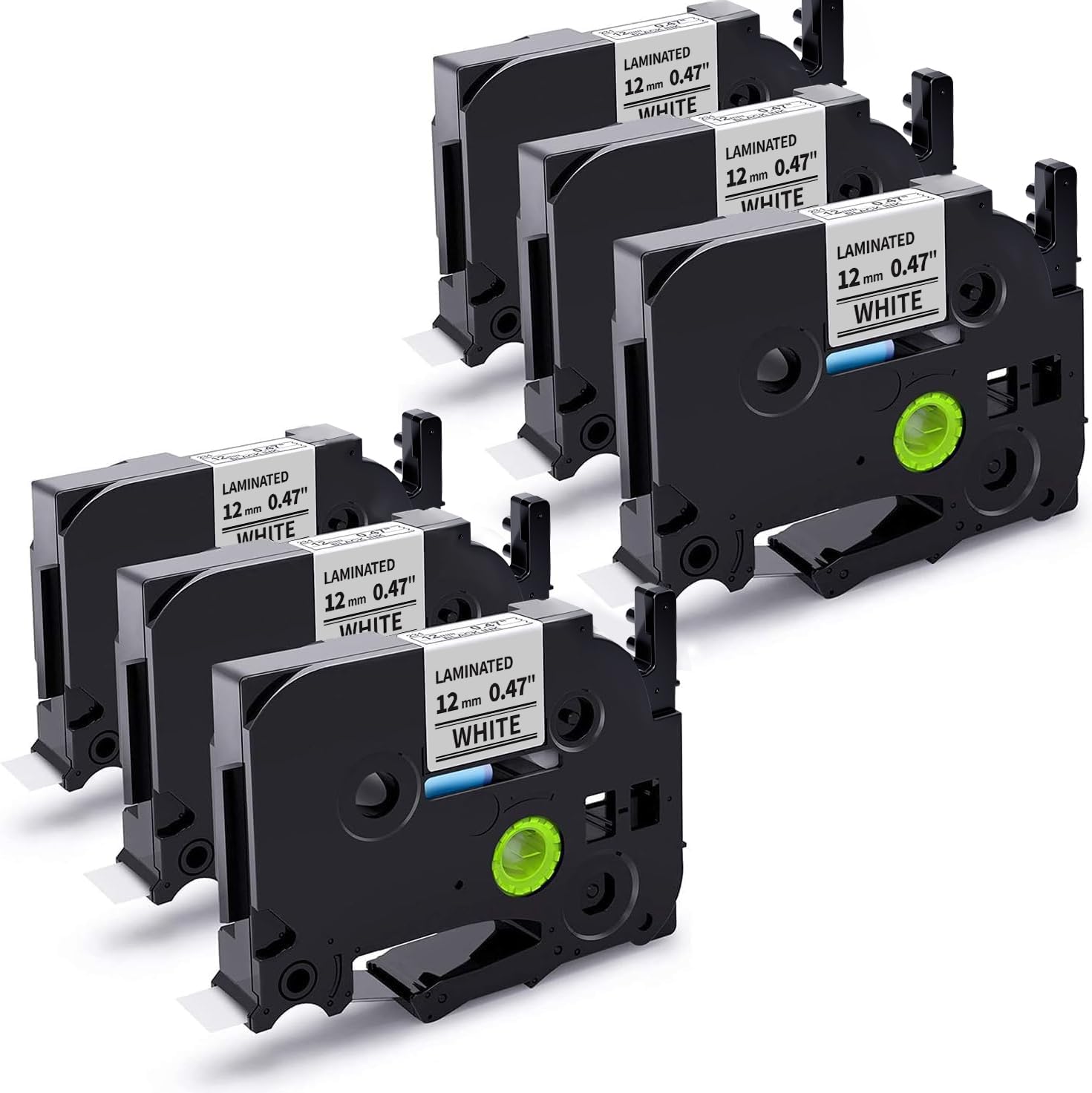 Suminey Compatible Label Tape Replacement for Brother P-Touch TZe TZe-231 12mm x 8m Black on White Laminated Label,TZe231 AZe-231 TZ Tape for Brother Ptouch PT-H100R H110 H105 1000 1005 1010, 6-Pack