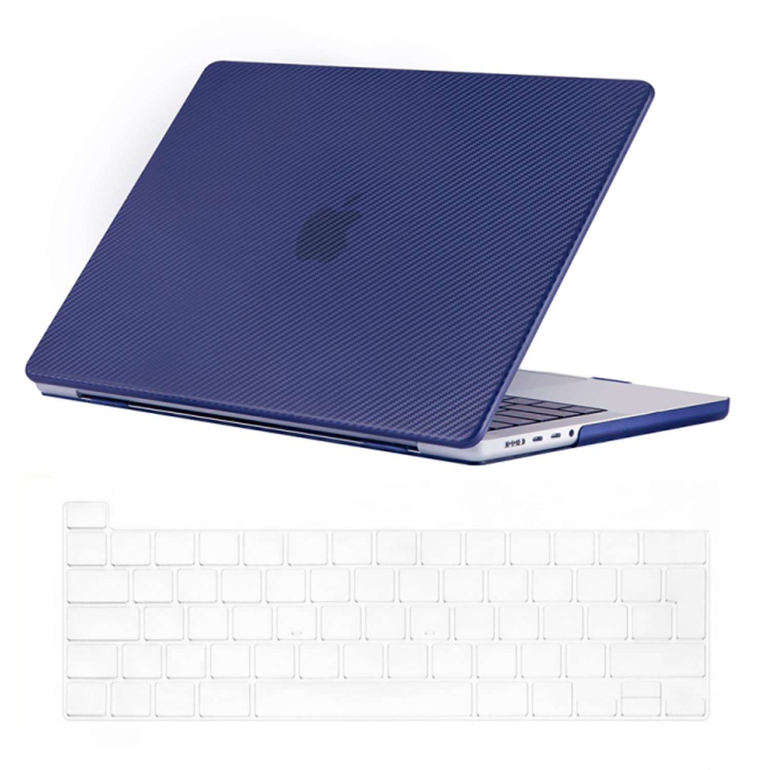 Se7enline Compatible with 13 inch Macbook Pro Case 2023 2022 2021 2020 Model M1/M2 A2338/A2251/A2289 Laptop Protective Hard Shell Case with Keyboard Cover(UK Layout),Carbon Fiber Navy Blue