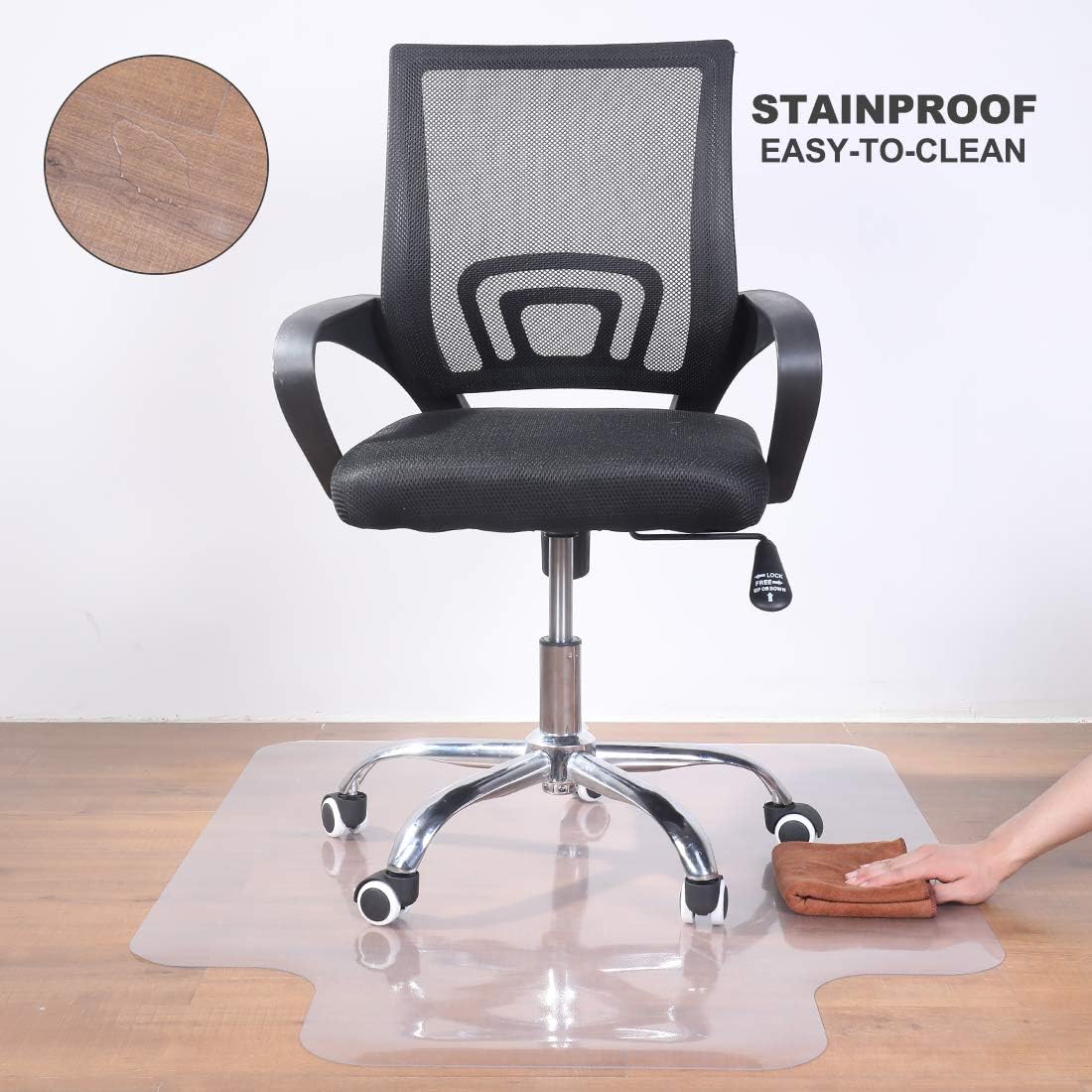Office Chair Mat for Hardwood Floor - 36"x48" Clear PVC Desk Chair Mat - Heavy Duty Floor Protector for Home or Office - Easy Clean and Flat Without Curling : Office Products