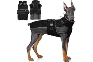 QBLEEV Warm Dog Jacket - Reflective, Adjustable Winter Coat with Turtleneck for Cold Weather, Waterproof Fleece Snowsuit for Small, Medium, Large Dogs