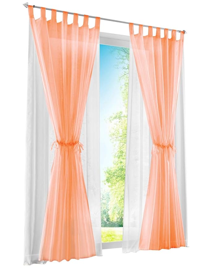Haoda Voile Gardinen Gardine 1 Stuck Vorhang Voile Doppelschichten Polyester Reine Farbe Dekoration Wohnzimmer Schlafzimmer Balkon Weiche Schlafzimmer Bxh 150x145cm Orange