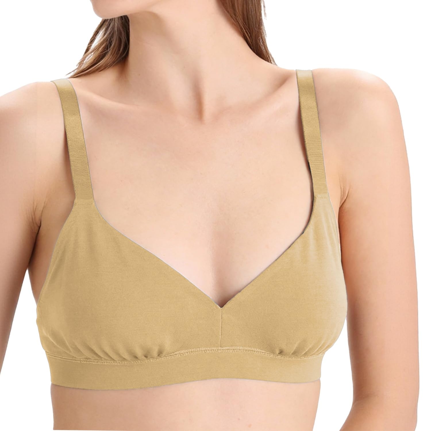 Photo 1 of 100% Merino Wool Women’s Wireless Triangle Bra?Wide Straps, No Padding, Merino-Wrapped Elastic Band – Moisture-Wicking,Everyday Bralette for Yoga?Hiking Outdoos YellowM