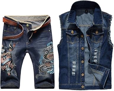 denim short and jacket set