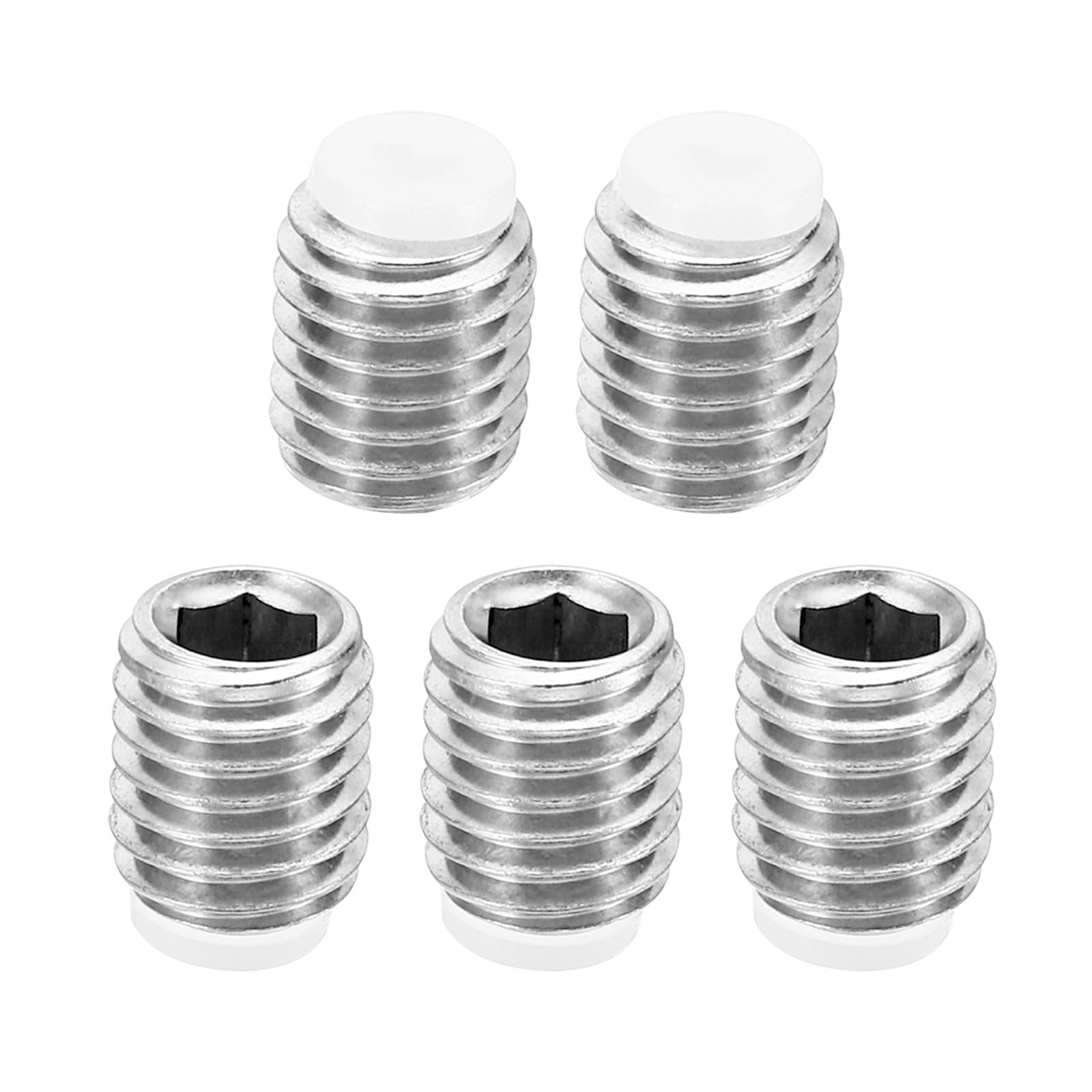 PATIKIL M10x12mm Nylon Tip Grub Screw, 5 Pack Metric Hex Socket Head Cup Point Anti Slip Set Screws Internal Hex Drive Hardware, 304 Stainless Steel