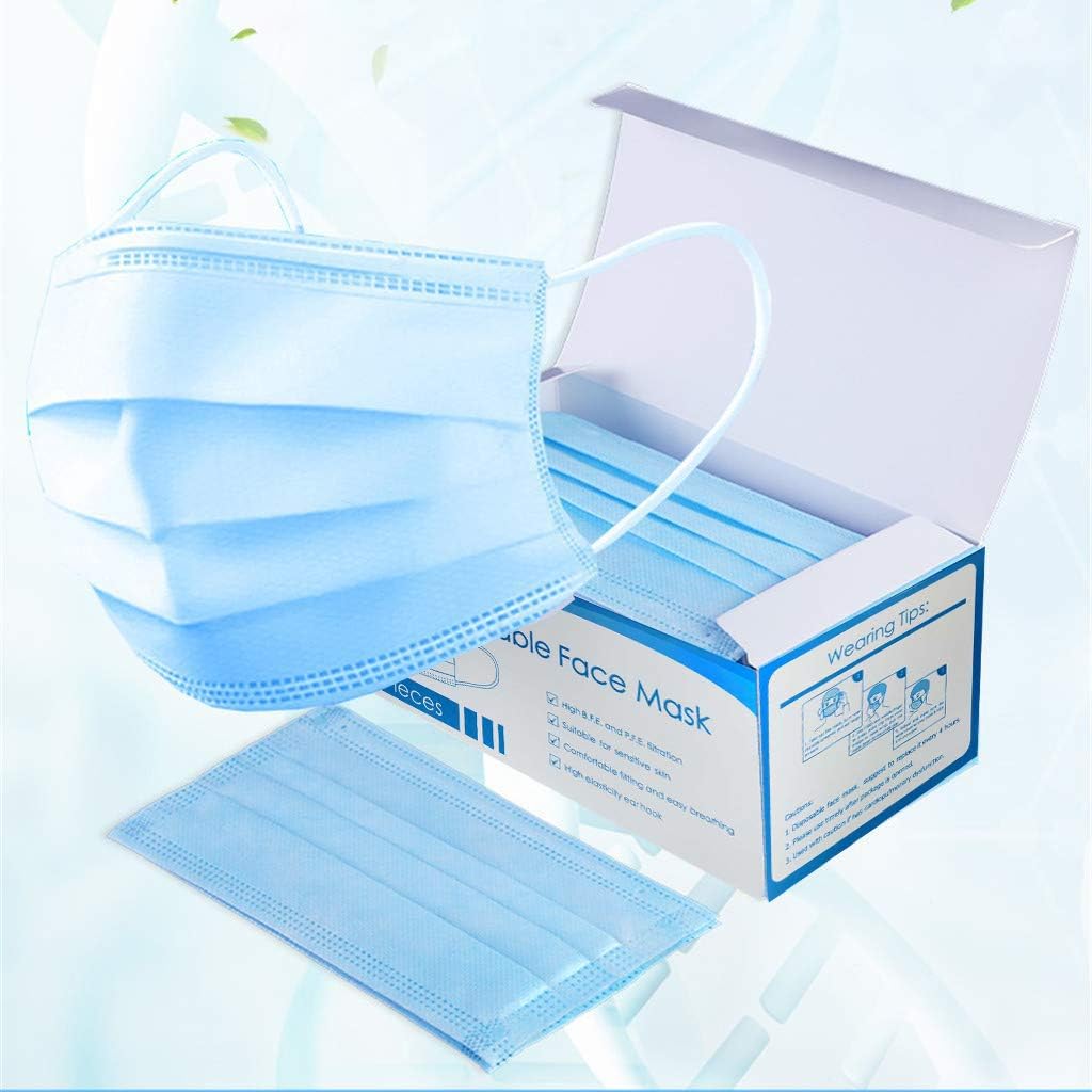 Disposable 3-Ply Face Mask Antiviral Medical Surgical Dental Earloop Polypropylene Masks for Personal Health - Pack of (20)