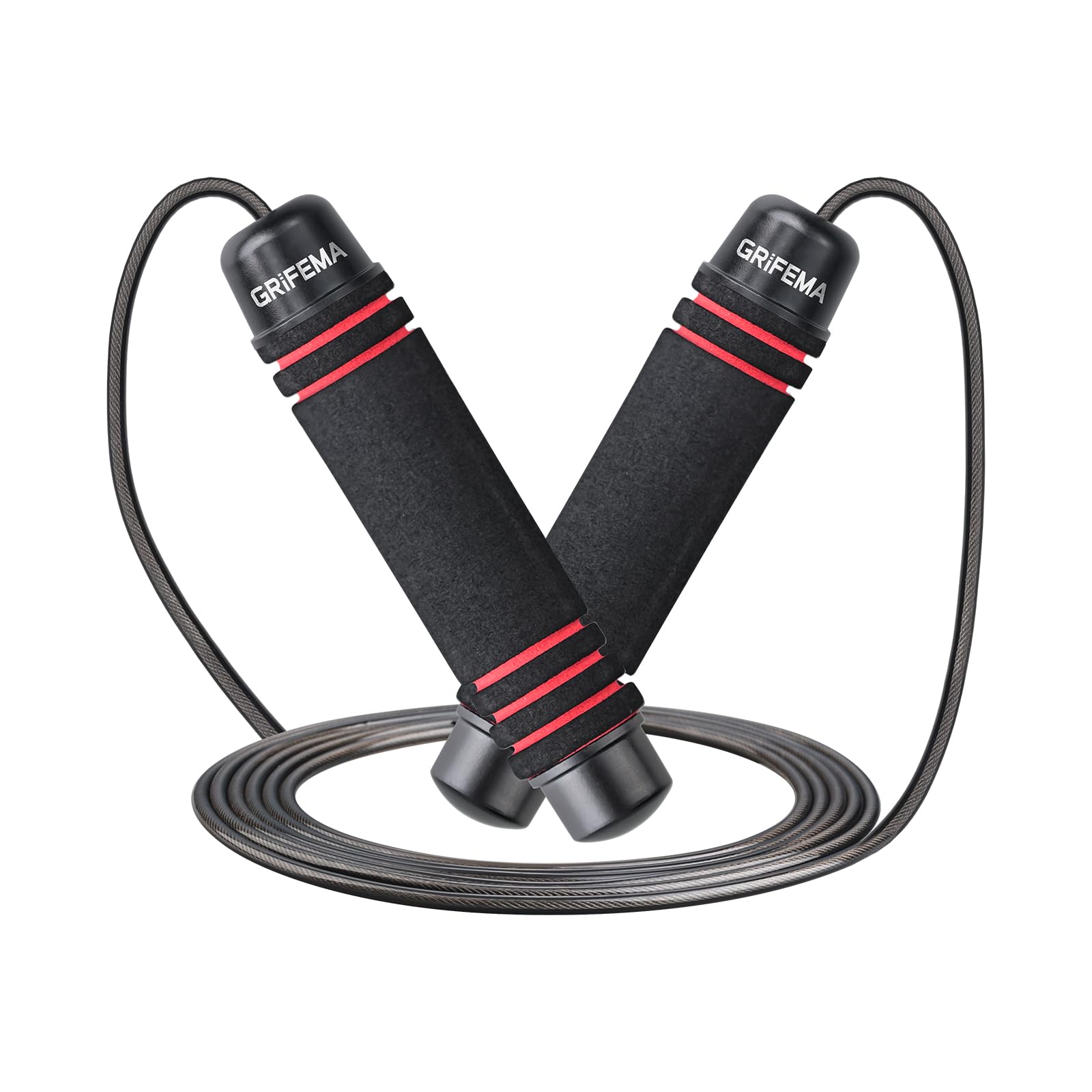 GRIFEMA Skipping Rope, Speed Rope Adjustable with Non-Slip Foam Handles, Adjustable Length, Non-Slip, Skipping Rope Adult Fitness for Fitness and Endurance and Rope Skipping