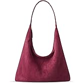 XquiziFit Suede Shoulder Bag for Women Suede Purse Boho Bags Slouchy Tote Bag Satchels Trendy Crescent Crossbody Bag Handbag