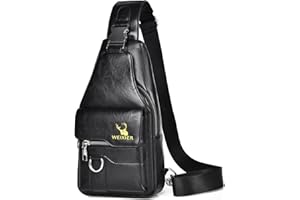 HJKIOPC Sling Bag for Men,PU Leather Chest Bag,Waterproof Shoulder Bag,Casual Lightweight Bag,Crossbody bag for Hiking,Cycling